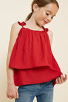Girls Tiered Pleated Strap Tank