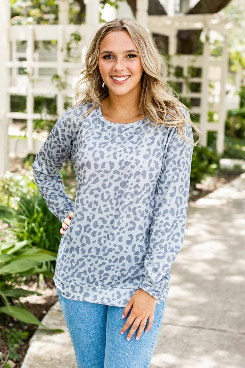 There's Snow Way Leopard Crew Neck Long Sleeve