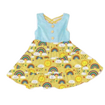 Yellow Sunshine & Rainbows CrissCross Dress (SWS4216)-Dresses-Sparkledots-sparkledots