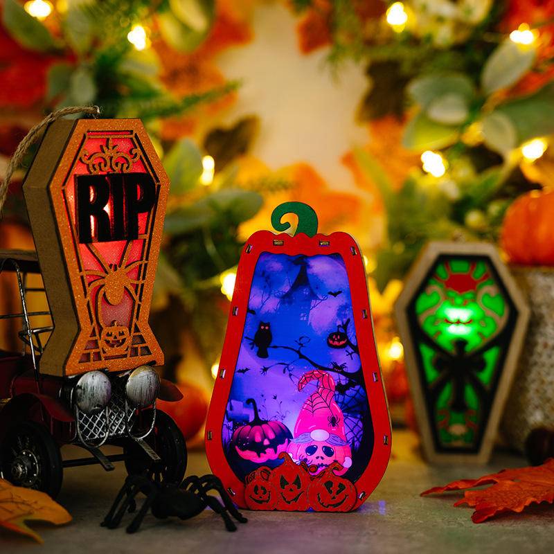 Halloween Decoration Wooden Hanging Ornaments with Light