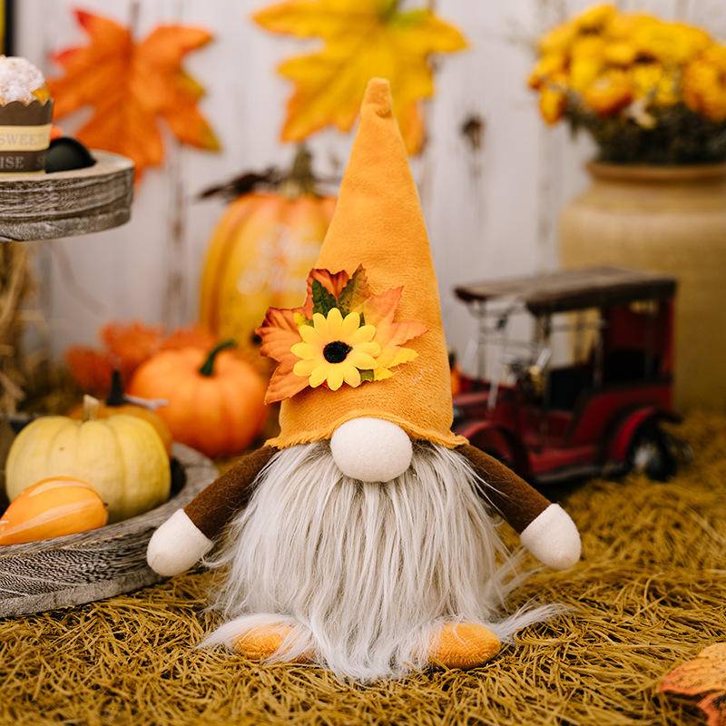 Thanksgiving Harvest Floral Luminous Gnome Ornament
