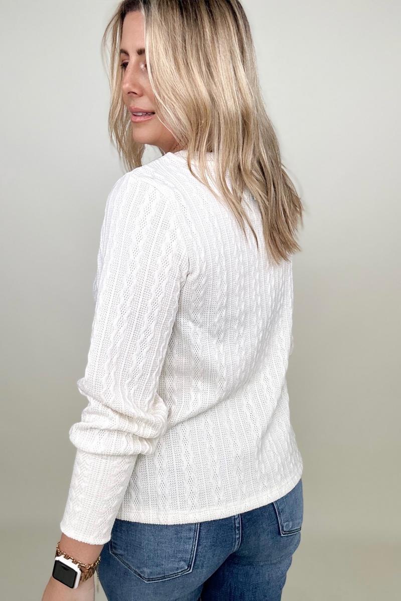Long Sleeve Cable Knit Top