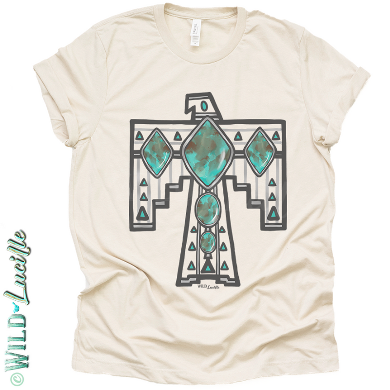 Hand Drawn Turquoise Thunderbird 2022 - Western Graphic Tees