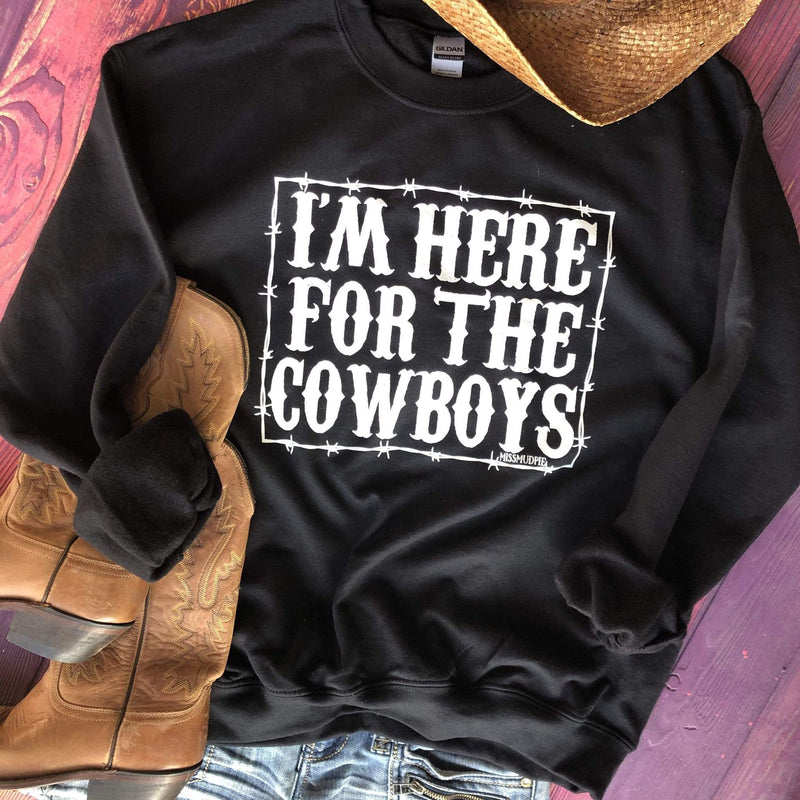 I'm Here for the Cowboys Sweatshirt-Graphic Tee-Wild Child & Rebel Soul Boutique