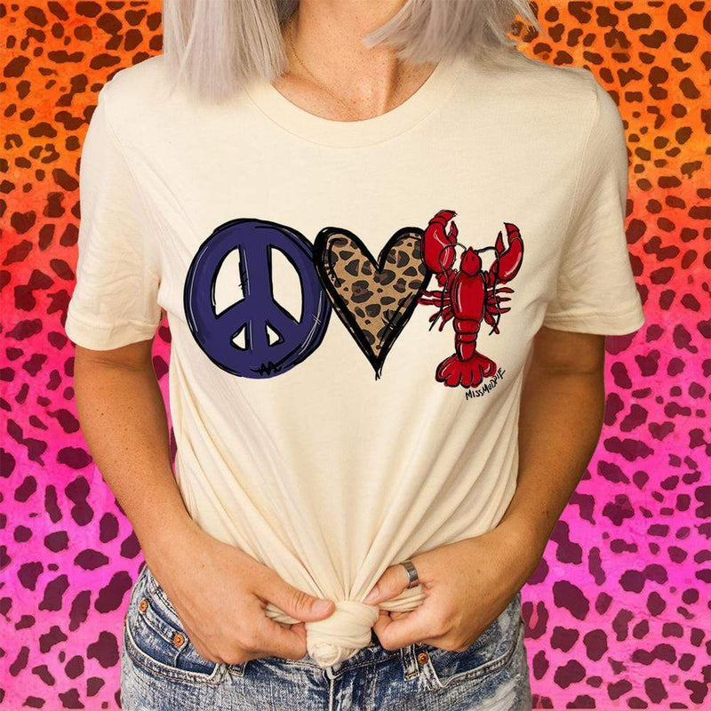 Peace Leopard Love & Crawfish-Graphic Tee-Wild Child & Rebel Soul Boutique
