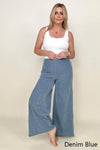 Solid Wide Waistband Wide Leg Pants