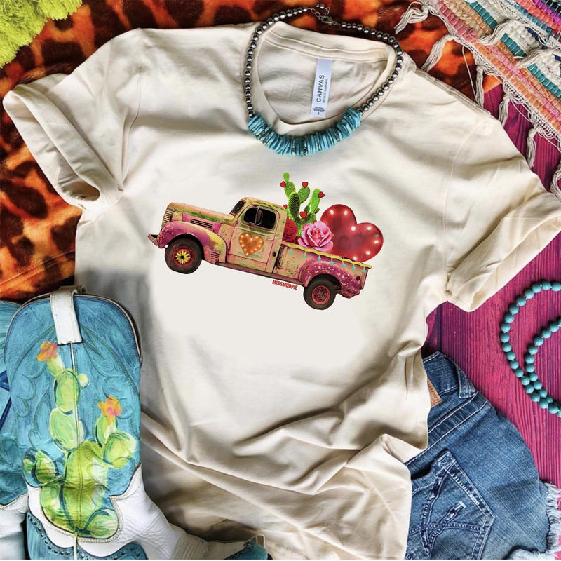 Valentine's Truck Graphic Tee-Graphic Tees-Wild Child & Rebel Soul Boutique